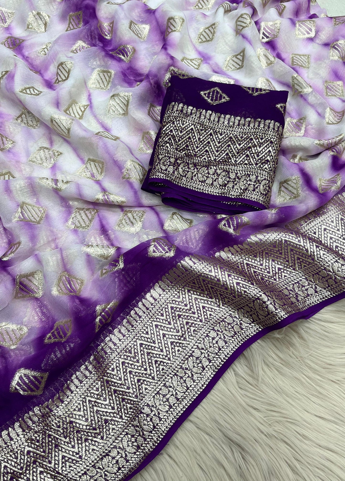 Viscose Georgette Shibori Saree