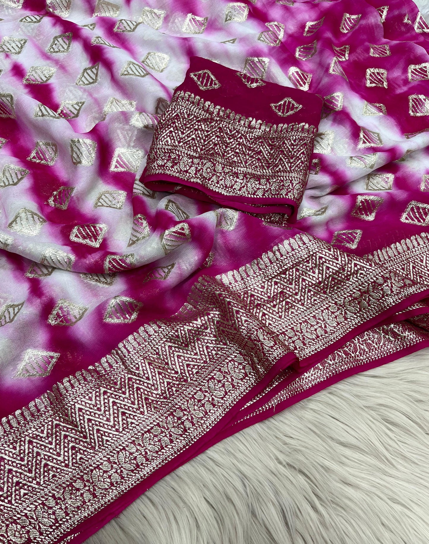 Viscose Georgette Shibori Saree